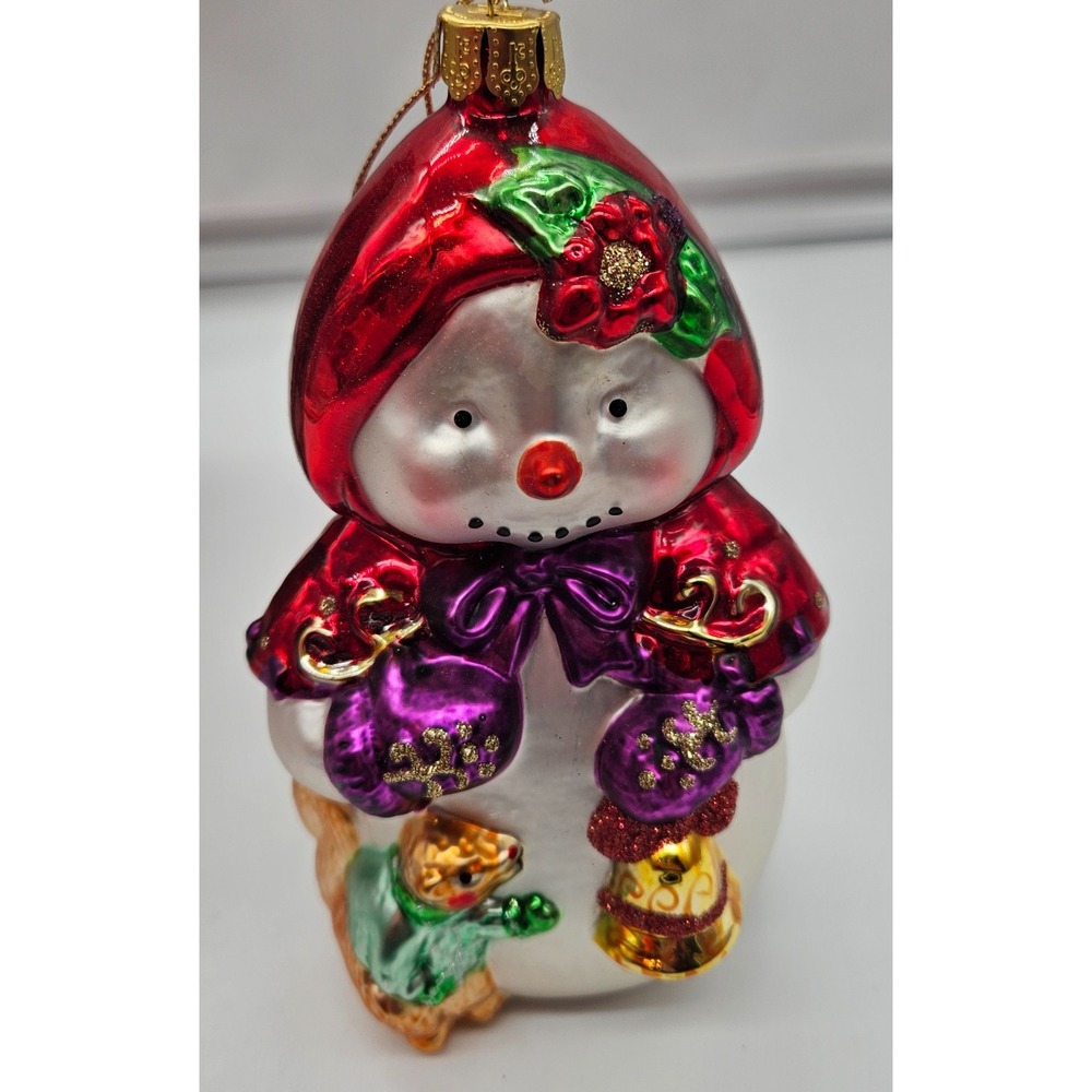 Brass Key Christmas Treasures Glass Snowman Ornament Red Cape Squirrel Bell Box